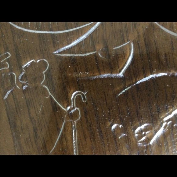 12" GLASS CHRISTMAS VILLAGE SCENE PLATTER / SERVING PLATE - Picture 2 of 2